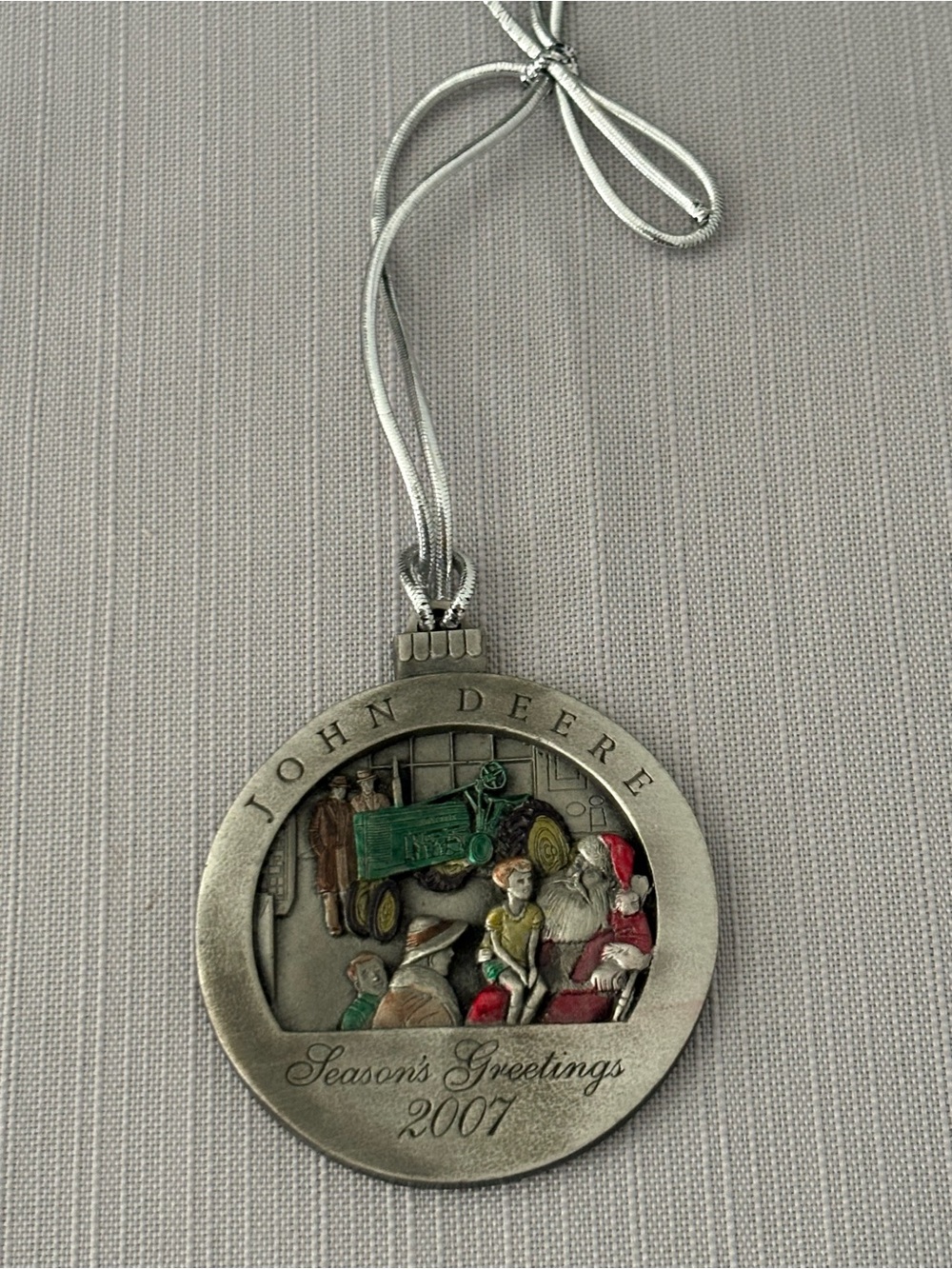 John Deere Silver, Green and Red Holiday Ornament M#35